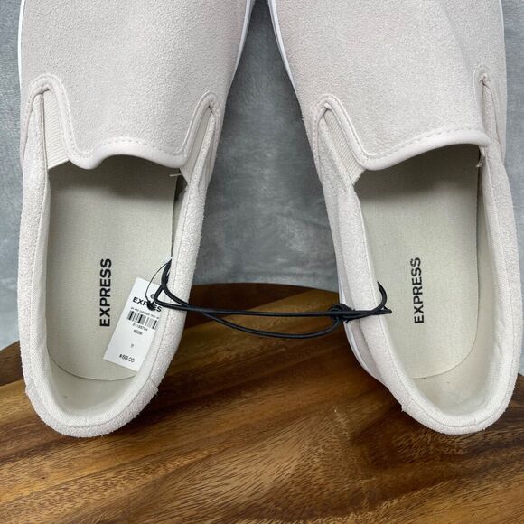 Express Sneakers Mens 11 Light Pink Suede Leather Rubber Bottom Low Top Slip On - Picture 9 of 13